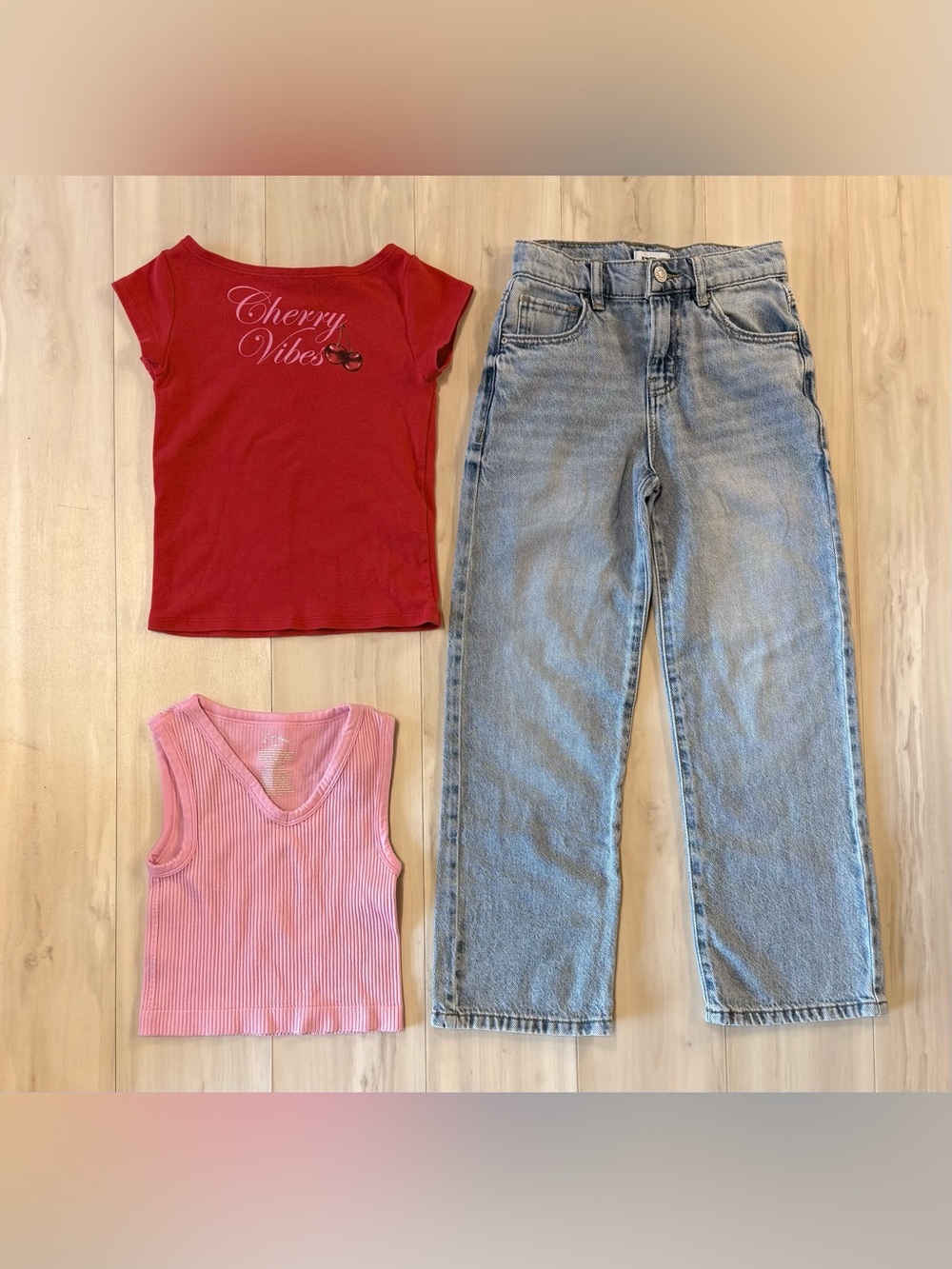 Girls back to school bundle, jeans, tee, tank, size s